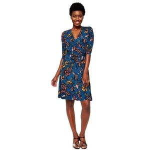 Leota Perfect Wrap Dress in Tulips Poseidon Size 2X